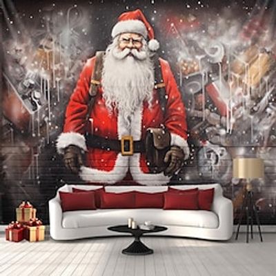 Christmas Grafitti Santa Hanging Tapestry Wall Art Xmas Large Tapestry Mural Decor Photograph Backdrop Blanket Curtain Home Bedroom Living Room Decoration miniinthebox