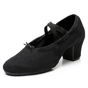 Women's Latin Shoes Ballroom Shoes Practice Trainning Dance Shoes Heel Thick Heel Closed Toe Camel Black Red Elastic Band Adults' Lightinthebox