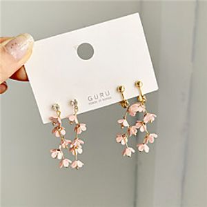 s925 silver needle korean temperament pink girl heart long flower fairy earrings petals tassel earrings female 948 Lightinthebox