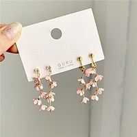s925 silver needle korean temperament pink girl heart long flower fairy earrings petals tassel earrings female 948 Lightinthebox - thumbnail