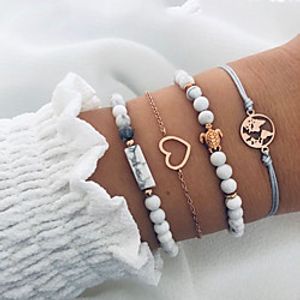 4pcs Women's Bracelet Stacking Stackable Maps Heart Fashion Classic European Resin Bracelet Jewelry Gold For Gift Date Beach miniinthebox