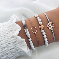 4pcs Women's Bracelet Stacking Stackable Maps Heart Fashion Classic European Resin Bracelet Jewelry Gold For Gift Date Beach miniinthebox - thumbnail
