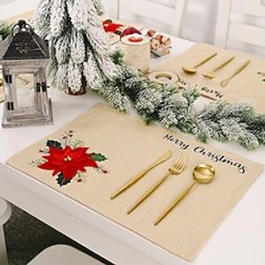 Christmas Linen Placemats Celebration Supplies Placemats Holiday Home Atmosphere Dress Up Christmas Lightinthebox