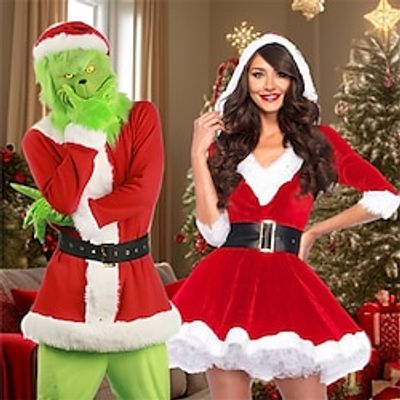 Santa Claus Mrs.Claus Grinch Santa Suits Cosplay Costumes Matching Family  Couples Men's Women's Cosplay Costume Family Matching Outfits Christmas Christmas Masquerade Christmas Eve Adults' Party Lightinthebox
