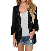 Women's Coat Street Daily Going out Fall Summer Regular Coat V Neck Regular Fit Lightweight Breathable Casual Jacket Long Sleeve Solid Color Patchwork Blushing Pink Wine White Lightinthebox - thumbnail