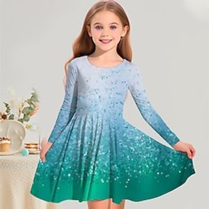 Girls' 3D Color Dress Long Sleeve 3D Print Spring Fall Sports  Outdoor Daily Holiday Cute Casual Beautiful Kids 3-12 Years Casual Dress A Line Dress Above Knee Polyester Regular Fit Lightinthebox