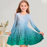 Girls' 3D Color Dress Long Sleeve 3D Print Spring Fall Sports  Outdoor Daily Holiday Cute Casual Beautiful Kids 3-12 Years Casual Dress A Line Dress Above Knee Polyester Regular Fit Lightinthebox - thumbnail