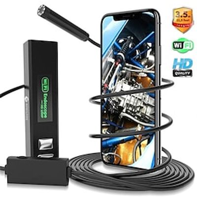 Endoscope Inspection Camera with Light for iPhone Android - WiFi Snake Camera Sewer Pipe - USB Fiber Optic Mechanic Engine Scope - Wireless Flexible Cell Phone Endoscopic Drain Borescope Led miniinthebox