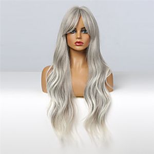 Hot Sale Synthetic Wig Body Wave Center Bangs Wig Long Sliver Grey Synthetic Hair 24 inch Women's Fashionable Design Women miniinthebox