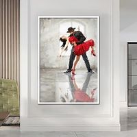 Handmade girl oil painting Hand Painted Tango Oil Painting Wall Art Canvas Home Decor Large Canvas Dancing Couple Painting Music Room Art Tango Couple Canvas Decor miniinthebox - thumbnail