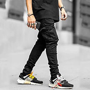 Men's Classic Style Jeans Pants Solid Color Black miniinthebox