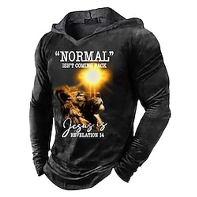 Men's Pullover Hoodie Sweatshirt Black Hooded Lion Graphic Prints Print Daily Sports Holiday 3D Print Streetwear Designer Casual Spring  Summer Clothing Apparel Hoodies Sweatshirts  Lightinthebox