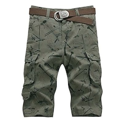 Men's Cargo Shorts Shorts Hiking Shorts Multi Pocket High Cut Straight Leg Camouflage Outdoor Sports Calf-Length Casual Daily Classic Athleisure Khaki Light Grey High Waist Inelastic miniinthebox