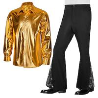 Metallic Retro Vintage 1970s Disco Outfits Shirt Bell Bottom Pants Men's Halloween Carnival Fancy Party Shirt Lightinthebox