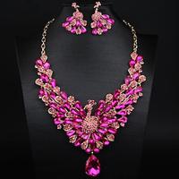 Bridal Jewelry Sets 1 set Rhinestone Rhinestone 1 Necklace Earrings Women's Statement Colorful Cute Fancy Drop Peacock irregular Jewelry Set For Wedding Party Lightinthebox