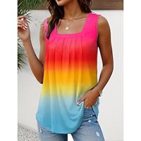 Women's Tunic Tie Dye Blue Sleeveless Square Neck Summer Lightinthebox