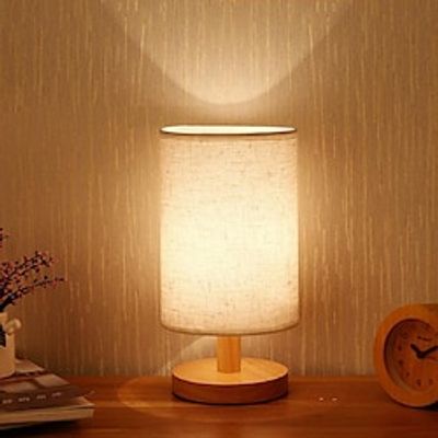 Table Lamp Bedside Nightstand Lamp Simple Desk Lamp Fabric Wooden Table Lamp for Bedroom Living Room Office Study Lightinthebox