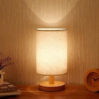 Table Lamp Bedside Nightstand Lamp Simple Desk Lamp Fabric Wooden Table Lamp for Bedroom Living Room Office Study Lightinthebox - thumbnail
