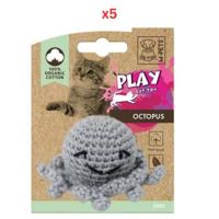 M-PETS Octopus Organic Cotton Cat Toy Grey (Pack Of 5)