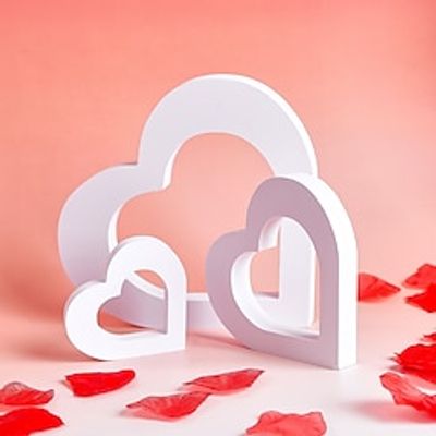 Set of 3 Creative Minimalist White Heart Decorative Character Ornaments - Made of White MDF Material, Perfect for Home Desktop Decoration, Ideal for Valentine's Day or Wedding Table Decor Lightinthebox