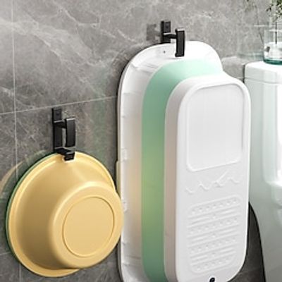 1pc Bathroom Storage Shelf, Free Punching Bathroom Wash Basin Hook, Basin Shelf, Hanging Basin Hook, Wall Hanging Toilet Storage Rack, Bathroom Accessories Lightinthebox