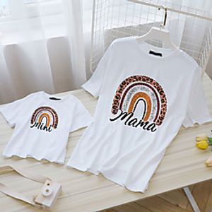 Mommy and Me Tops Letter Print Gray White Red Short Sleeve Basic Matching Outfits Lightinthebox