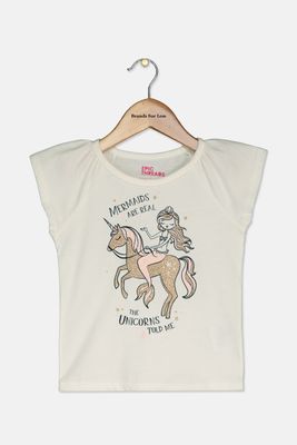 Toddlers Baby Girls Mermaids Are Real Tops  Ivory Combo