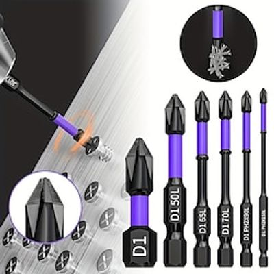 6pcs D1 Anti-Slip  Shock-Proof Bits Screwdriver Bits Set, High Hardness Strong Magnetic Phillips Screwdriver Bits Lightinthebox