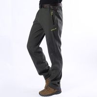 Mens Outdoor Quick-drying Sport Pants Soft Shell Warm Fleece Lining Thicken Breathable Trousers