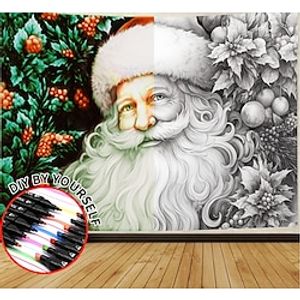 Christmas Santa DIY Graffitiable Hanging Tapestry Wall Art Large Xmas Tapestry Mural Decor Photograph Backdrop Blanket Curtain Home Bedroom Living Room Decoration miniinthebox