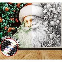 Christmas Santa DIY Graffitiable Hanging Tapestry Wall Art Large Xmas Tapestry Mural Decor Photograph Backdrop Blanket Curtain Home Bedroom Living Room Decoration miniinthebox - thumbnail