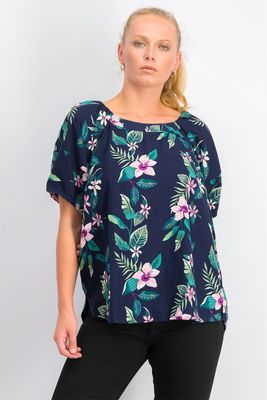 Womens Floral Print Top Navy Combo Womens Floral Print Top Navy Combo