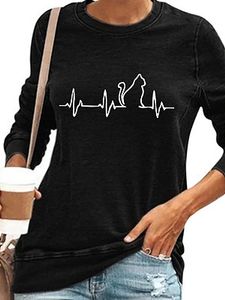 Round Neck Print Long Sleeve T-shirt