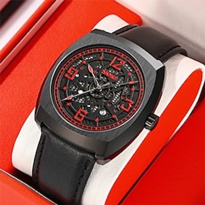 SKMEI Top Brand Fashion Genuine Leather Strap Quartz Wristwatches For Mens Casual Date Watch Waterproof Clock Male miniinthebox