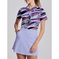 Women's Golf Polo Shirt Black Short Sleeve Sun Protection Top Stripes Ladies Golf Attire Clothes Outfits Wear Apparel miniinthebox