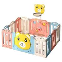 Megastar - 16-Panel Owl Playpen With Lock Door - Pink & White