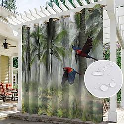 Waterproof Outdoor Curtain Privacy, Outdoor Shades, Sliding Patio Curtain Drapes, Pergola Curtains Grommet Forest Birds For Gazebo, Balcony, Porch, Party Lightinthebox