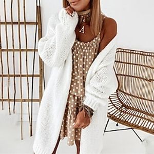 Women's Cardigan Sweater Jumper Crochet Knit Knitted Solid Color Open Front Stylish Casual Outdoor Daily Winter Fall Purple Pink S M L / Long Sleeve / Regular Fit / Going out miniinthebox