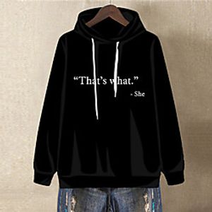 Women's Plus Size Tops Hoodie Sweatshirt Graphic Letter Print Long Sleeve V Neck Streetwear Fall Winter Fuchsia Black Big Size XL XXL 3XL 4XL 5XL Lightinthebox