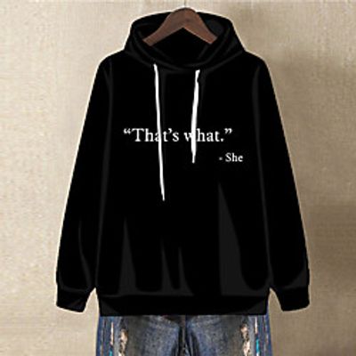 Women's Plus Size Tops Hoodie Sweatshirt Graphic Letter Print Long Sleeve V Neck Streetwear Fall Winter Fuchsia Black Big Size XL XXL 3XL 4XL 5XL Lightinthebox