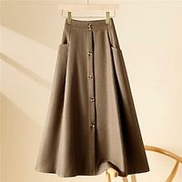 Women's Skirt Maillard Midi Navy Apricot Black Army Green Skirts Fall  Winter Pocket Long Fashion Elegant Office  Career Daily S M L Lightinthebox - thumbnail