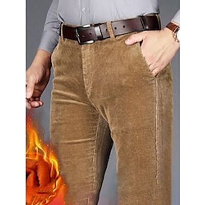 Men's Dress Pants Fleece Pants Corduroy Pants Trousers Suit Pants Pocket Plain Comfort Breathable Outdoor Daily Going out Fashion Casual Black Wine Lightinthebox