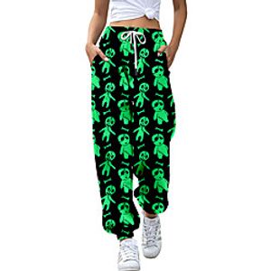 Women's Casual Fashion Breathable Sports Daily Pants Sweatpants Pants Cat Pumpkin Full Length Elastic Drawstring Design Print Green White Black Lightinthebox