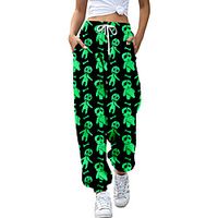 Women's Casual Fashion Breathable Sports Daily Pants Sweatpants Pants Cat Pumpkin Full Length Elastic Drawstring Design Print Green White Black Lightinthebox - thumbnail