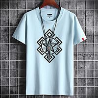 Men's T shirt Print Geometry Round Neck Casual Daily Short Sleeve Tops Lightweight Formal Breathable White Black Dark Gray miniinthebox - thumbnail