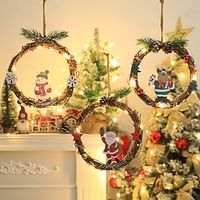Christmas Garland Wreath Lights Santa Claus Snowman Window Hanging Lights Porch Christmas Tree Pendant Christmas New Year Party Atmosphere Decor Light Lightinthebox - thumbnail