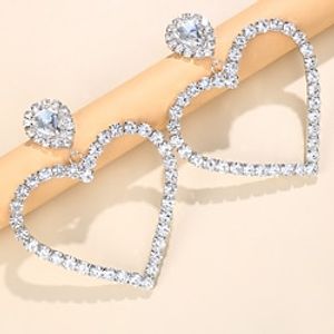 Women's Hoop Earrings Geometrical Heart Precious Statement Imitation Diamond Earrings Jewelry Silver  Golden For Wedding Party 1 Pair Lightinthebox