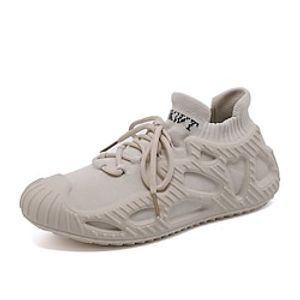 Women's Sneakers Flyknit Shoes Daily Shoes And Bags Matching Sets Lace-up Flat Heel Round Toe Casual Walking Shoes Tissage Volant Lace-up Color Block Black Pink Gray Lightinthebox
