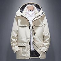 men's winter padded jacket warm puffer jacket fur hooded coat military fleece jacket casual quilted jacket thicken sweat jacket lightweight long sleeve outerwear windproof parka trench coat overcoat Lightinthebox - thumbnail