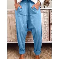 Women's Pants Pure Color Fashion Basic Comfort Home Daily Cotton Breathable Long Pant Pocket Summer Yellow Blue Lightinthebox